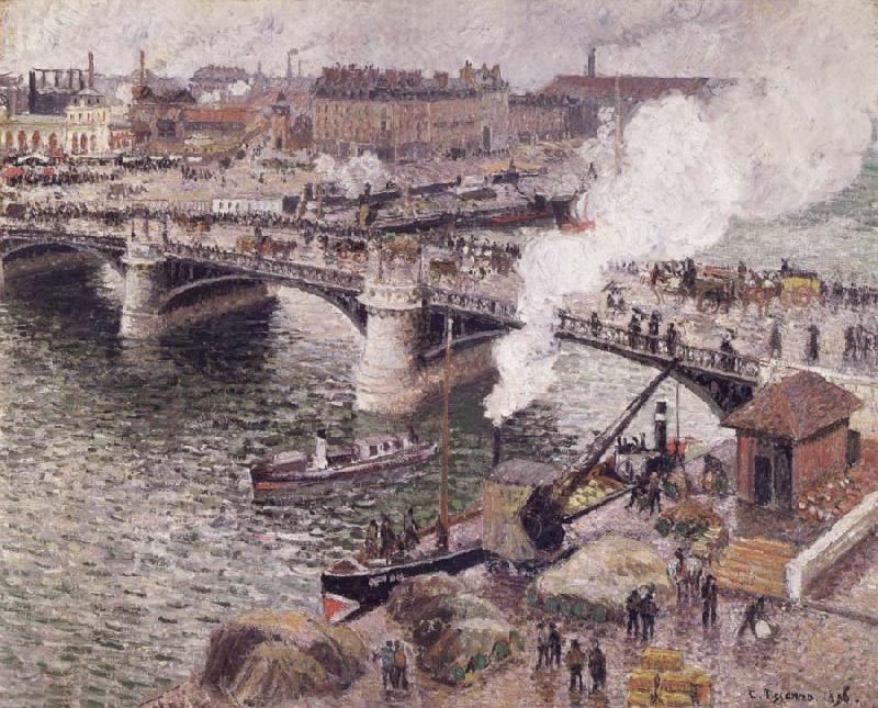 Camille Pissarro Pont Boieldieu in Rouen,damp weather Spain oil painting art